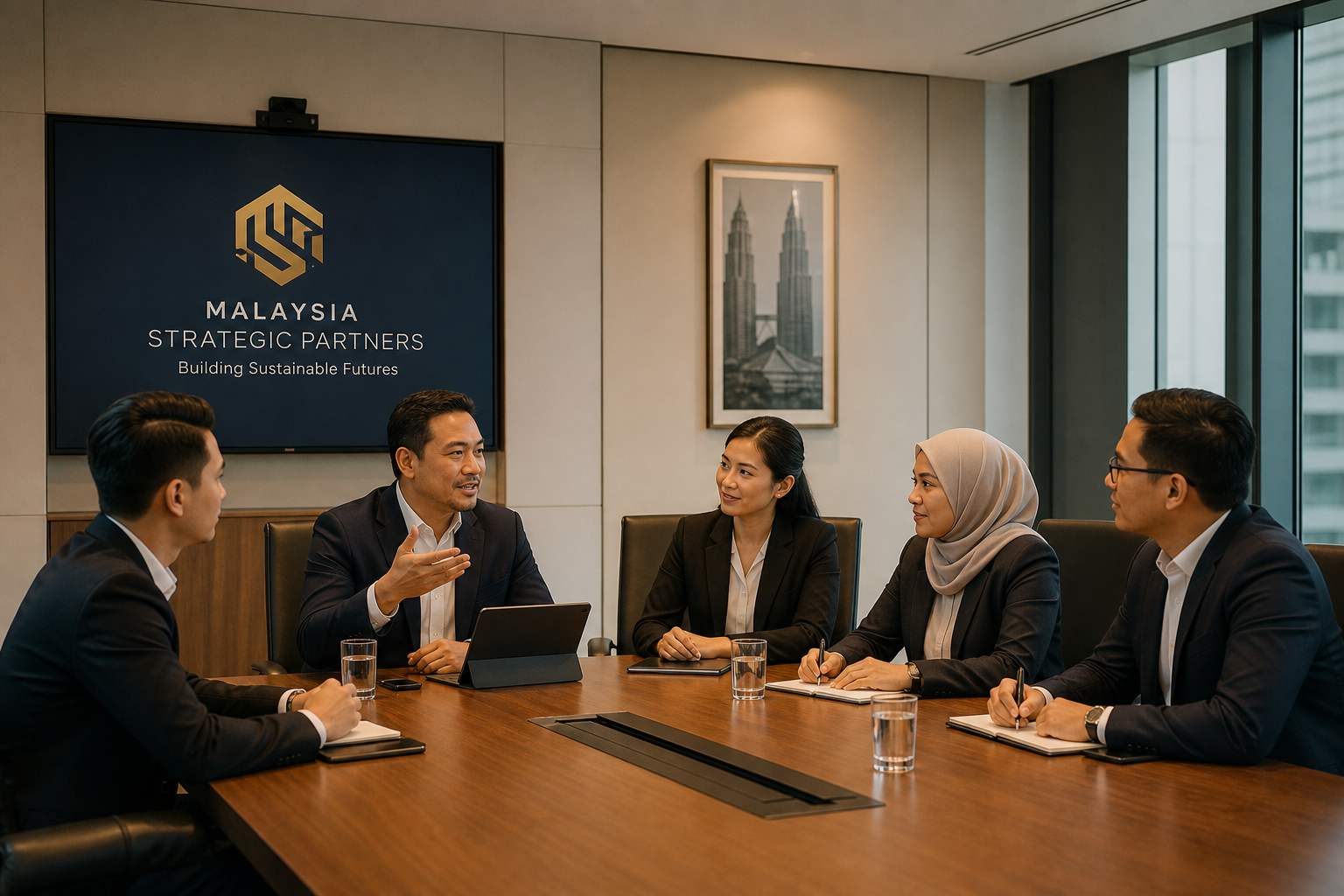 Vista Ventures leadership team in strategic discussion in the boardroom